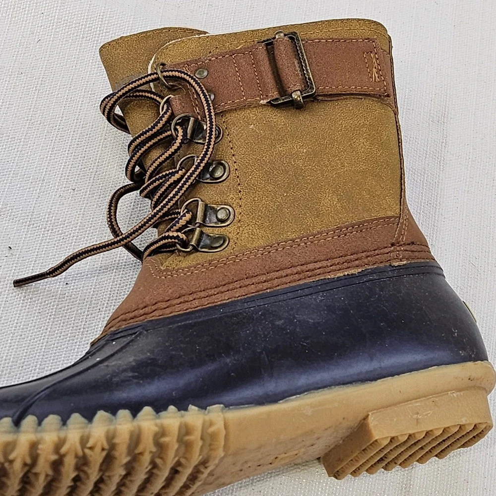 JBU by Jambu Windsor Waterproof Duck Boots Brown‎ Navy Faux Fur Lined Womens 6M